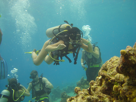 New SCUBA DIVERPracticing Neutral Buoyancy in Cozumel