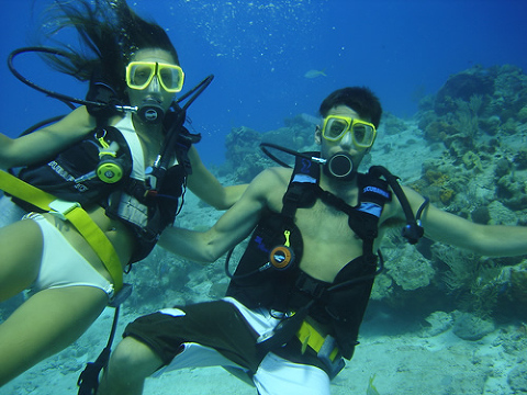 Couple Taking a Discover SCUBA Diving.