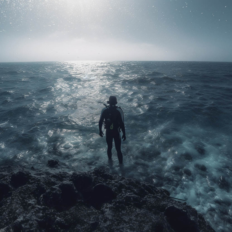 Diver Looking to Open Ocean